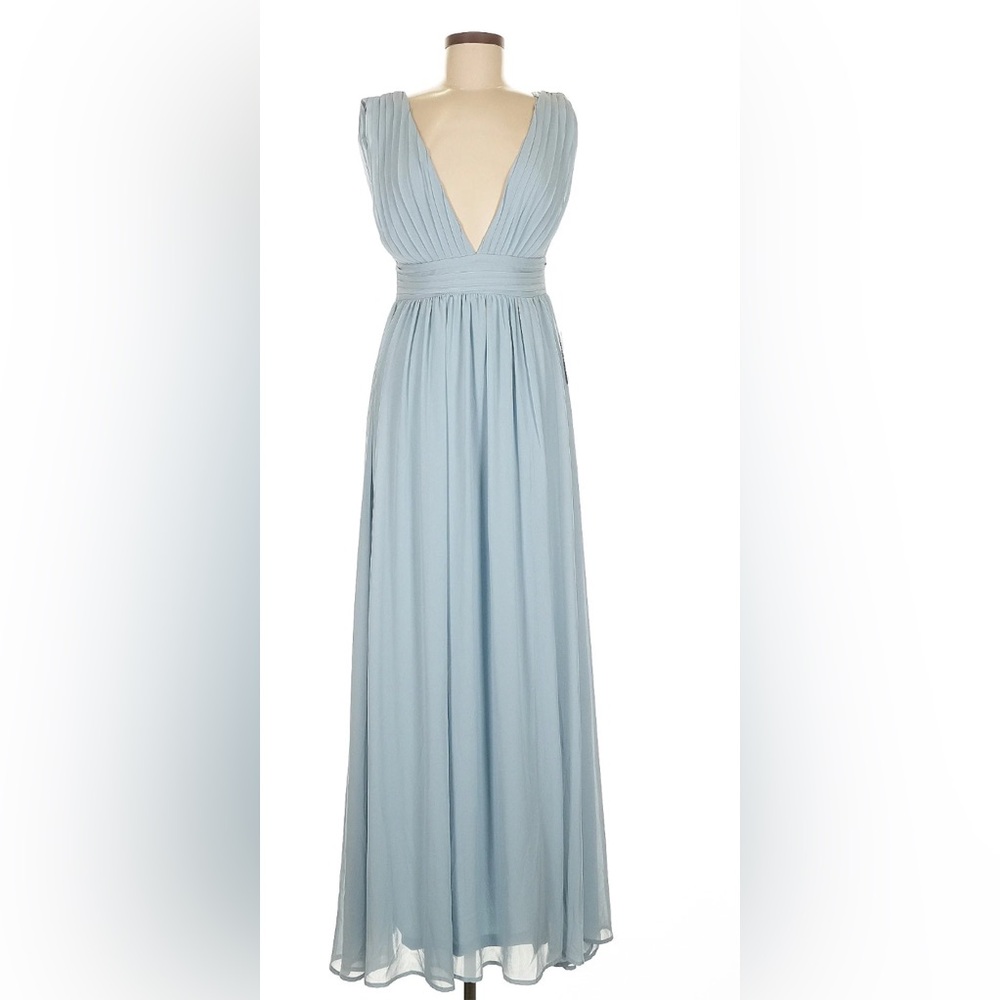 NWT Love X Design Athen Plunging V-neck Maxi Dress in Light Blue-Size Large